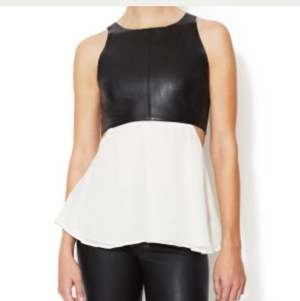 Patterson J. Kincaid PJK droplet peplum tank top women size  L New